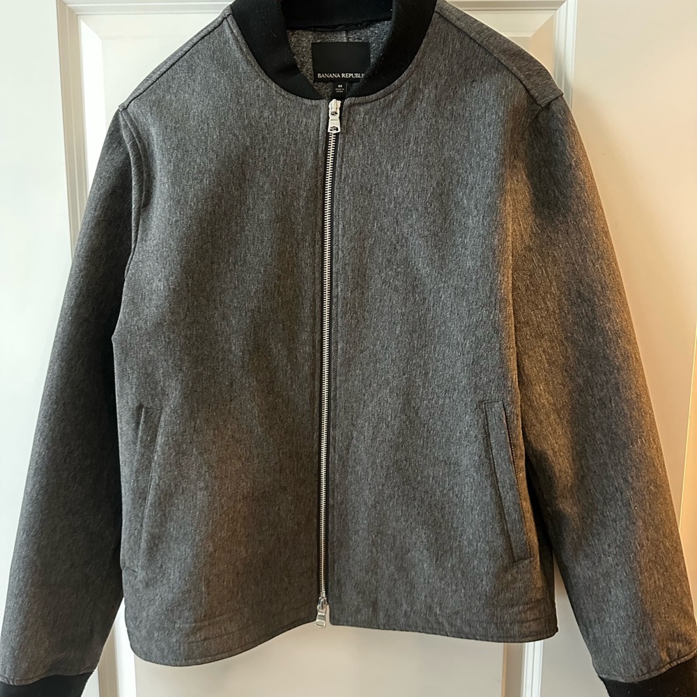 Banana Republic Charcoal Zip-Up Bomber Jacket